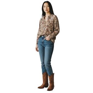 Mason & Belle Peasant Country Outfitters Split Neck Ruffle Collar Full Sleeve